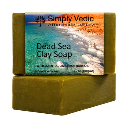 Simply Vedic Dead Sea Clay Soap Bar For Body, Hand, Face. 100% Vegan Cold Pressed With Coconut Oil, Hand-Made.