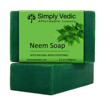 Simply Vedic Neem Oil Soap Bar For Body, Hand, Face. 100% Vegan Cold Pressed With Coconut Oil, Hand-Made.