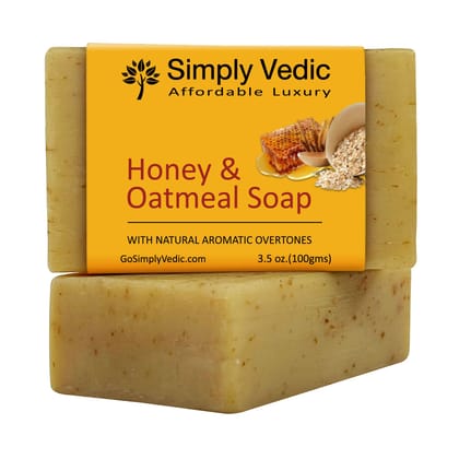 Simply Vedic Honey-Oatmeal Soap Bar For Body, Hand, Face. 100% Vegan Cold Pressed With Coconut Oil, Hand-Made.