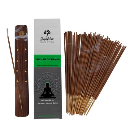 Simply Vedic Green Nag Champa Incense Sticks 250-Grams