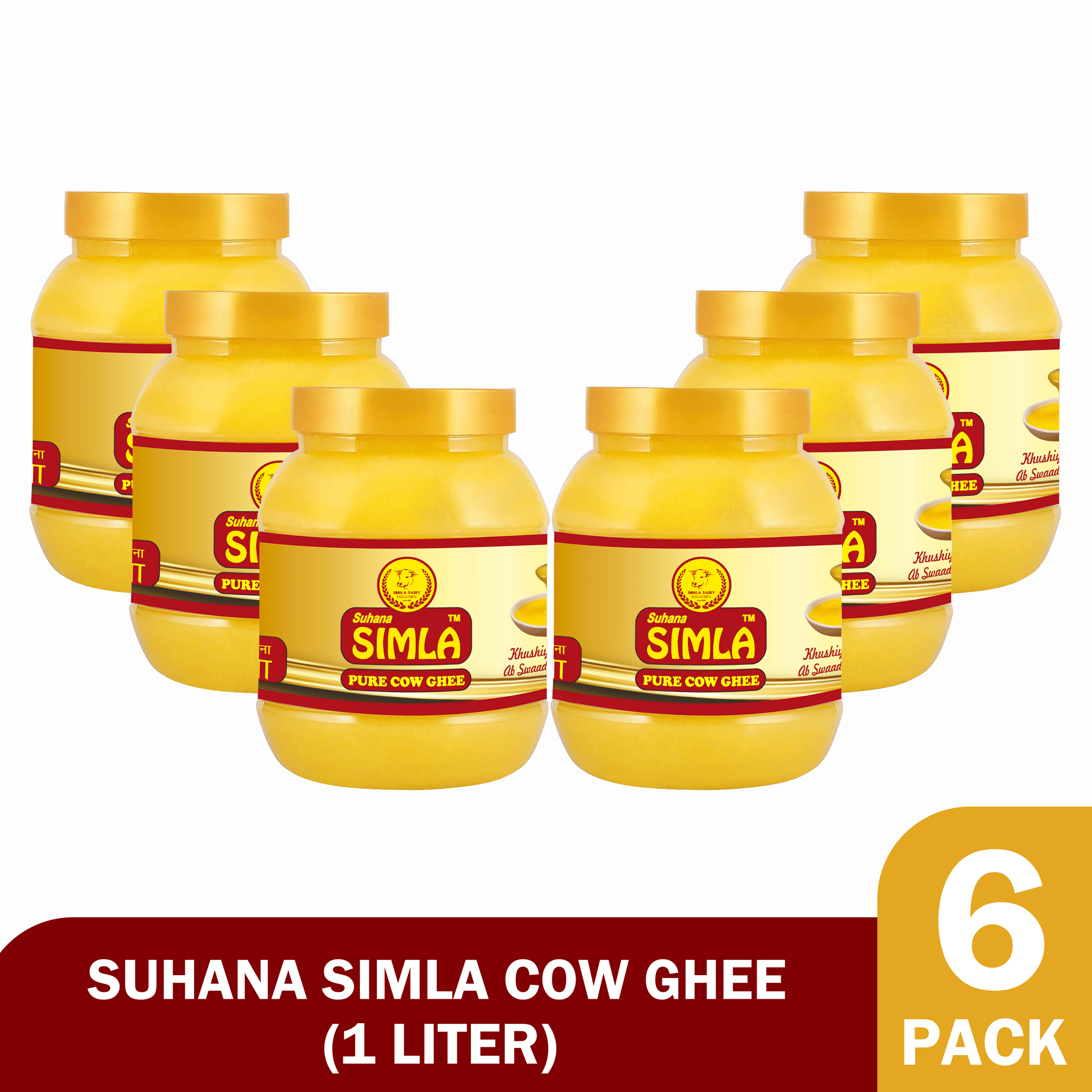 Suhana SIMLA Pure Cow Ghee 1 Liter (Pack of 6)