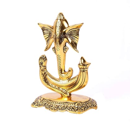 Gifton Click Decorative Showpiece Oxidized Hawa Ganesh ji Staue for Home Pooja Mandir in Gloden Color