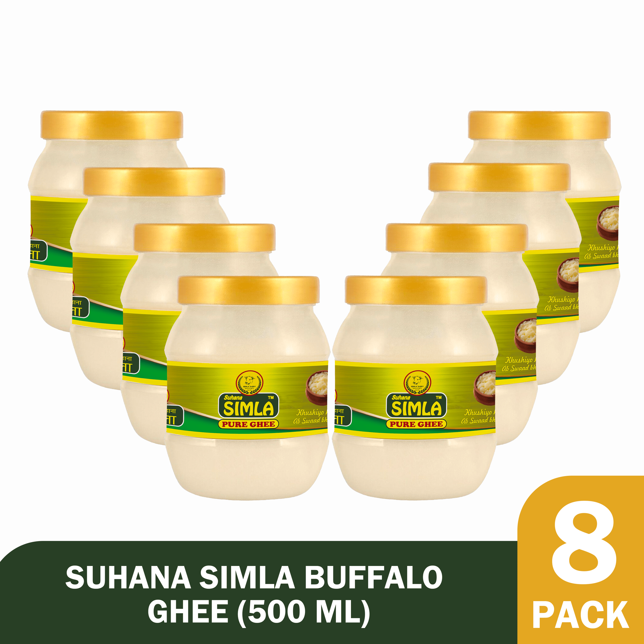 Suhana Simla Buffalo Pure Ghee 500 ML  (Pack of 8) 