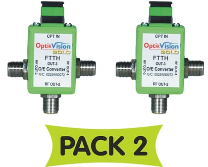 optik vision gold RF Connector FTTH Powerless Node Optical Receiver Fiber 3 Out for Television (Green) - Pack of 2