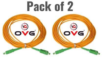OVG Fiber Optical Patch Cord Pack Of 2 Imported SC/APC-SC/APC 5 MTR SM 3mm Yellow