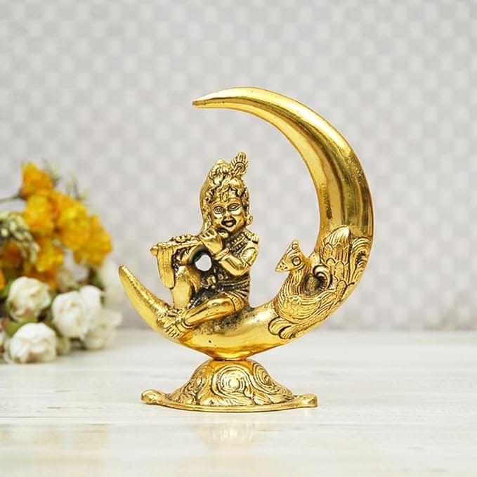 Gifton Click  Metal Bal Gopal, Gold Finish  Show Piece Item size 8.5 X4.5 inches Pack of 2