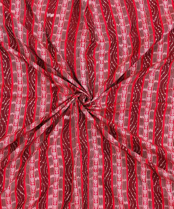 2.5m Red Sambalpuri Handwoven Single Ikat Shirting Materials