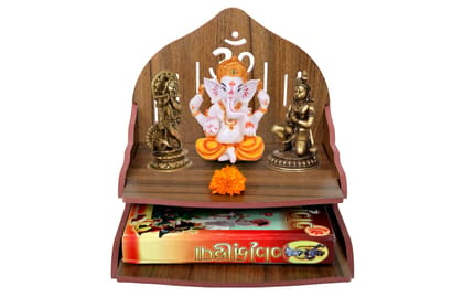 DYNAMIC INTERIOR Wooden Wall Hanging Temple for Home | Small Temple for Home | Devghar Mandir | Attractive Design Temple for Home and Office (Brown)