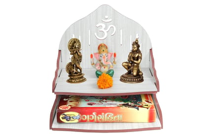DYNAMIC INTERIOR Wooden Wall Hanging Temple for Home | Small Temple for Home | Devghar Mandir | Attractive Design Temple for Home and Office (White)