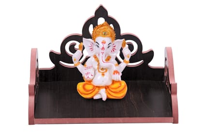 DYNAMIC INTERIOR Wooden Wall Hanging Small Temple for Home and Office | Attractive Design Small Temple | Pooja Mandir (Black)