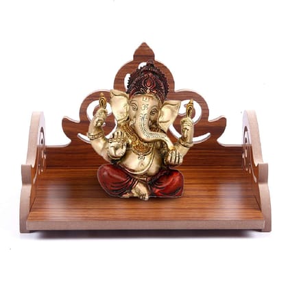 DYNAMIC INTERIOR Wooden Wall Hanging Small Temple for Home and Office | Attractive Design Small Temple | Pooja Mandir (Red)