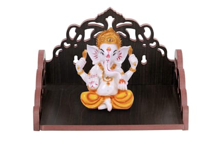 DYNAMIC INTERIOR Wooden Small Attractive Design Beautiful Temple | Small Temple for Home Wall Hanging | Wall Mounted Pooja Temple (Brown)