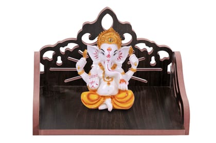 DYNAMIC INTERIOR Wooden Small Attractive Design Beautiful Temple | Small Temple for Home Wall Hanging | Wall Mounted Pooja Temple (Om Sun Brown)
