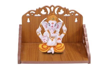 DYNAMIC INTERIOR Wooden Small Attractive Design Beautiful Temple | Small Temple for Home Wall Hanging | Wall Mounted Pooja Temple (Om Round Red)