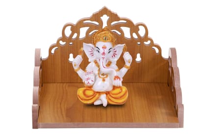 DYNAMIC INTERIOR Wooden Small Attractive Design Beautiful Temple | Small Temple for Home Wall Hanging | Wall Mounted Pooja Temple (Red)