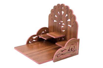 PEGRIM Fully Handmade Beautiful Wooden Home and Office Temple/Pooja Mandir (Wooden_ 25.5 X 30.5 X 19 Cm)