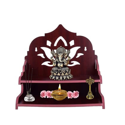 Om Shree Wooden Beautiful Plywood Mandir Pooja Room Home Decor Office OR Home Temple Wall Hanging Product (Maroon)