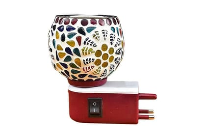 Aditya Shopping Electric Ceramic Multicolor Aroma Diffuser Kapoor Dani | Camphor Diffuser Incense Burner Holder Kapoor Dani with Night Lamp for Home, Office