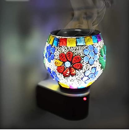 Aditya Shopping Electric Ceramic Multicolor Aroma Diffuser Kapoor Dani | Camphor Diffuser & Incense Burner Holder/Kapoor Dani with Night Lamp for Home & Office
