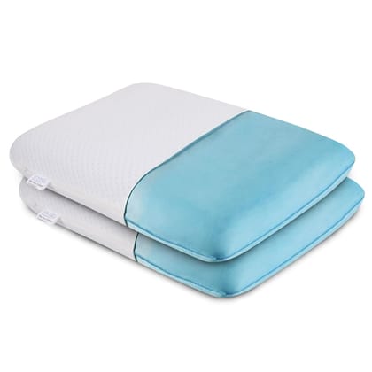Sleepsia Cooling Gel Cervical Memory Foam Standard Pillow – Neck & Shoulder Pain Relief Pillow Offers Comfortable Sleep, Support Pillow, Orthopedic Neck Pain, Washable Cover (Pack of 2) Standard (23"X14.5"X4")