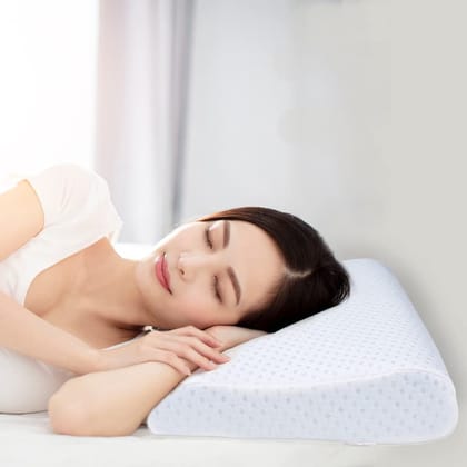 Sleepsia Cervical Contour Memory Foam Pillow, for Neck Pain Orthopedic Contour Pillow for Back Support (Memory Foam, Contour Shape) (White, Pack of 1)