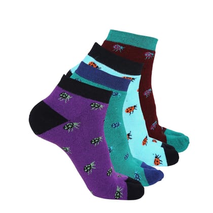 Kolor Fusion Women Ankle Length Self Design Cotton Thumb Socks (Pack of 4)
