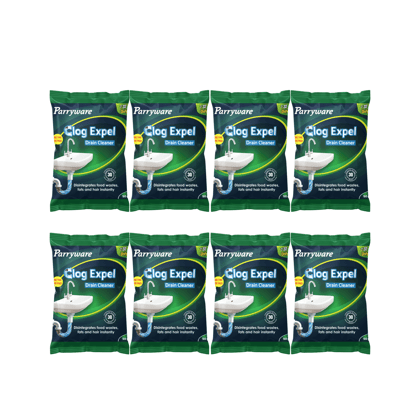 Parryware Clog Expel - Drain Clog Remover 50g (Pack of 8) | Unblocks in just 30 minutes