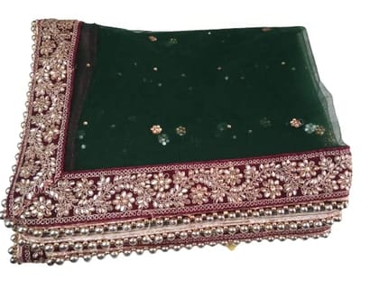 Mamta Collection Wedding Dupatta | Embroidered Georgette | Women Dupatta Red And Green