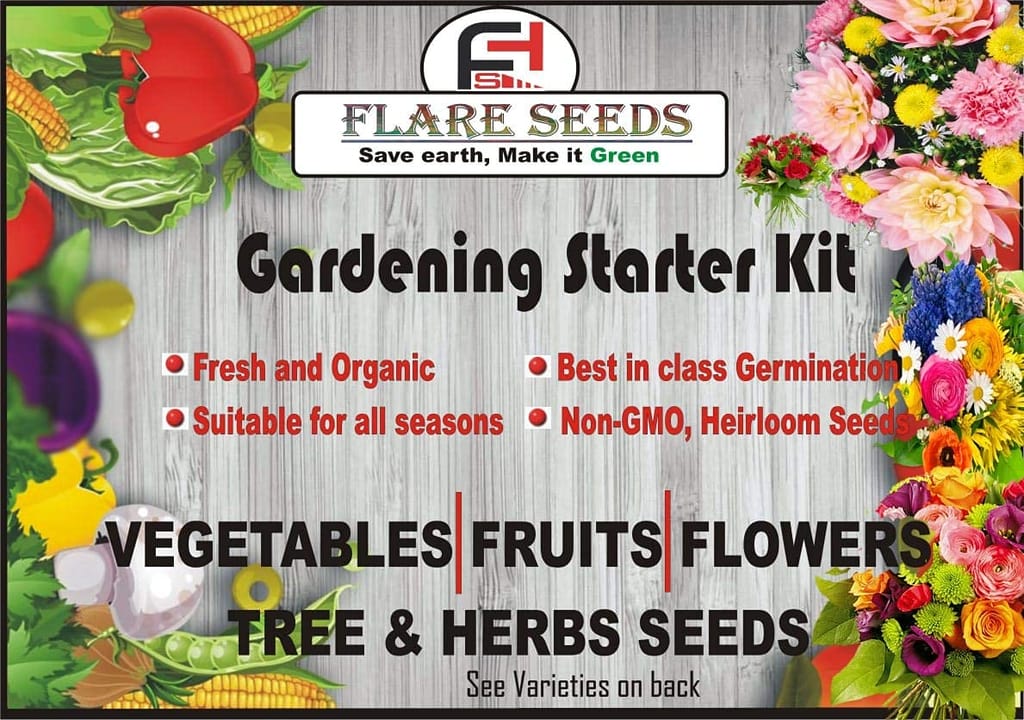 FLARE SEEDS 50 Varieties of Vegetable & Fruit Seeds Combo 3000+ Seeds With Instruction Manual