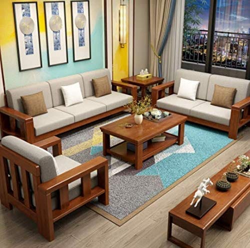 Handicrafts Sheesham Solid Wood 6 Seater Sofa Set with Centre Table for Living Room