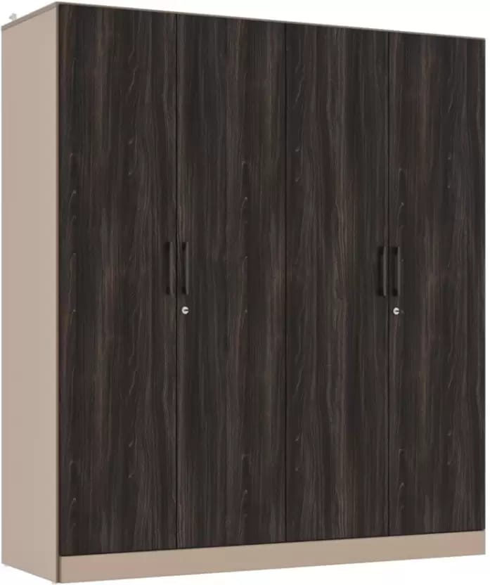 Wood 4 Door Wardrobe (Finish Color - Frappe & Wyoming Maple with Shelves
