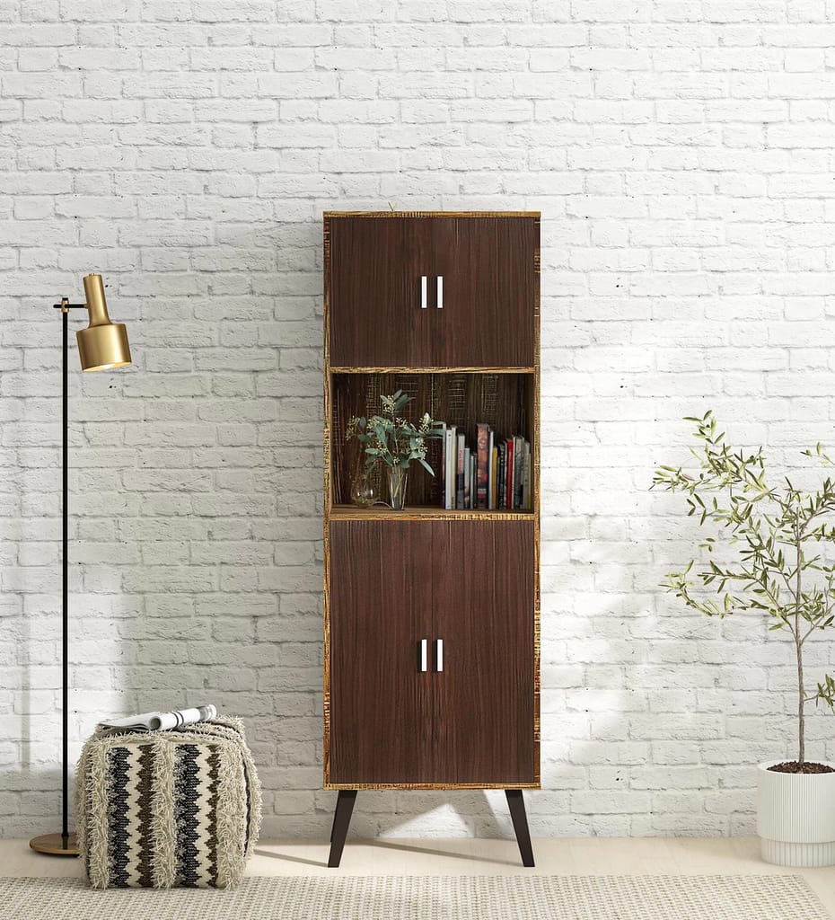 Home Centre Helios Engineered Wood Free Standing Cabinet (Finish Color - Brown, Knock Down)