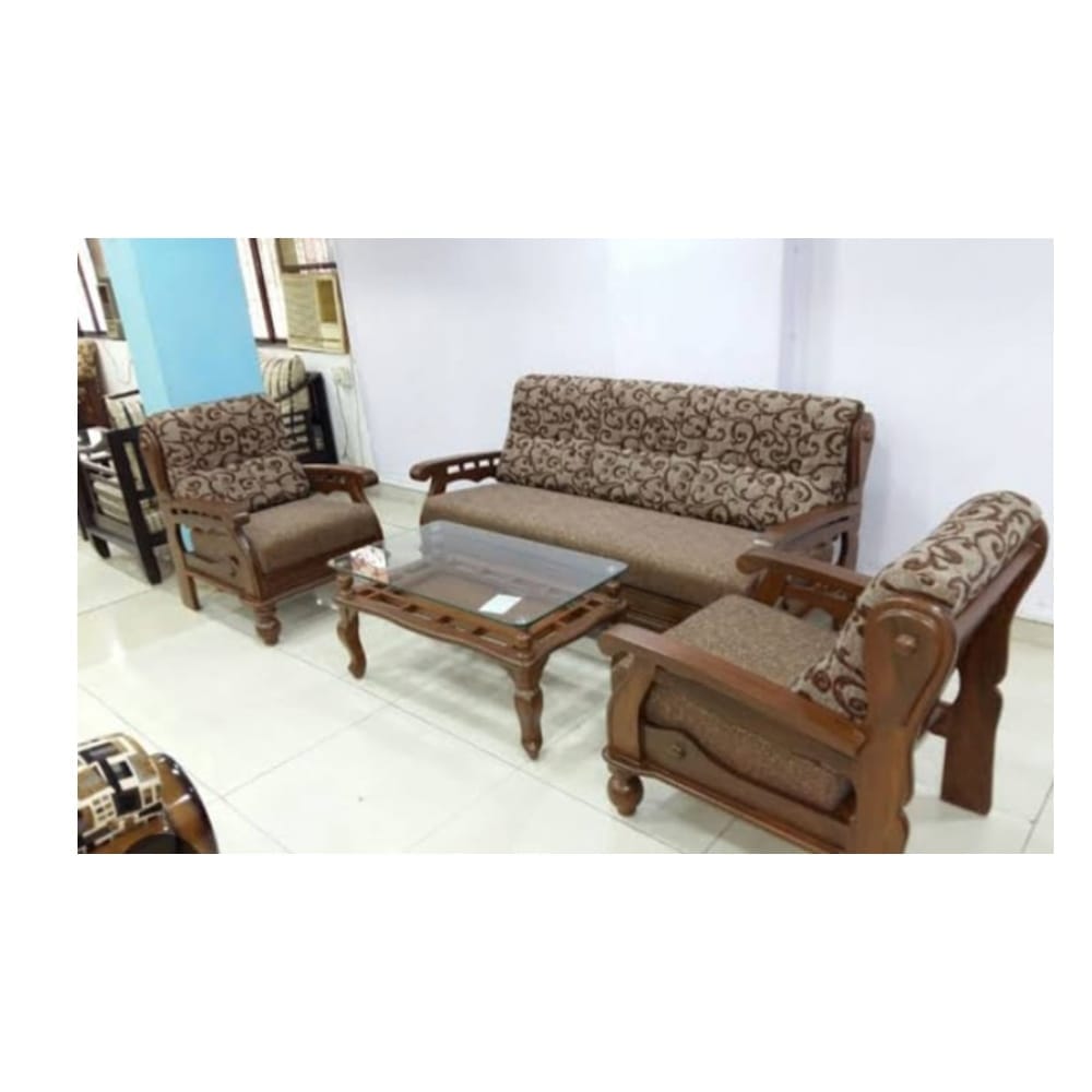 Teak Wood 5 Seater Complete Wooden Sofa Set