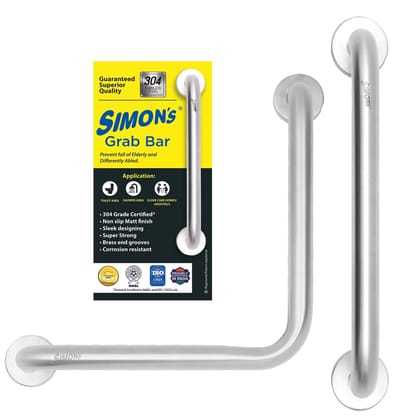 Simon's Grab bar 100% Stainless Steel 304 Heavy Duty Grab bar for Bathroom Hand Railing and Safety Handle, Safety rods - 90 Degree L Shape 12+12inch Grab bar and 16 inch Grab bar - Combo Pack