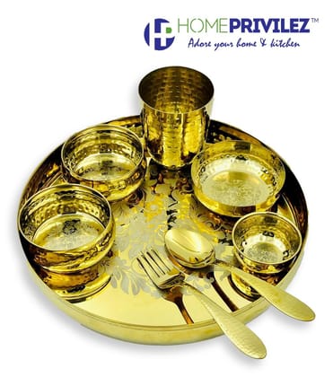 PVD Gold Stainless steel Thali Set (set of 8 Pcs)