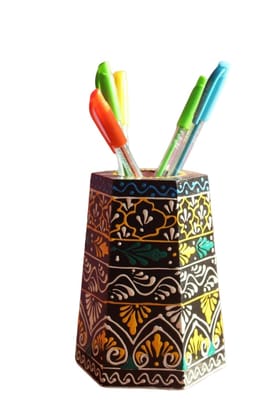 Girish HANDICRAFTS Wooden Stylish Desk Organizer, Pen Stand/Pencil Stand | Office supplies | Pen Holder | Table Storage Organizer | Office Desk Accessories, Pen Stands for Office Use (Multicolour)