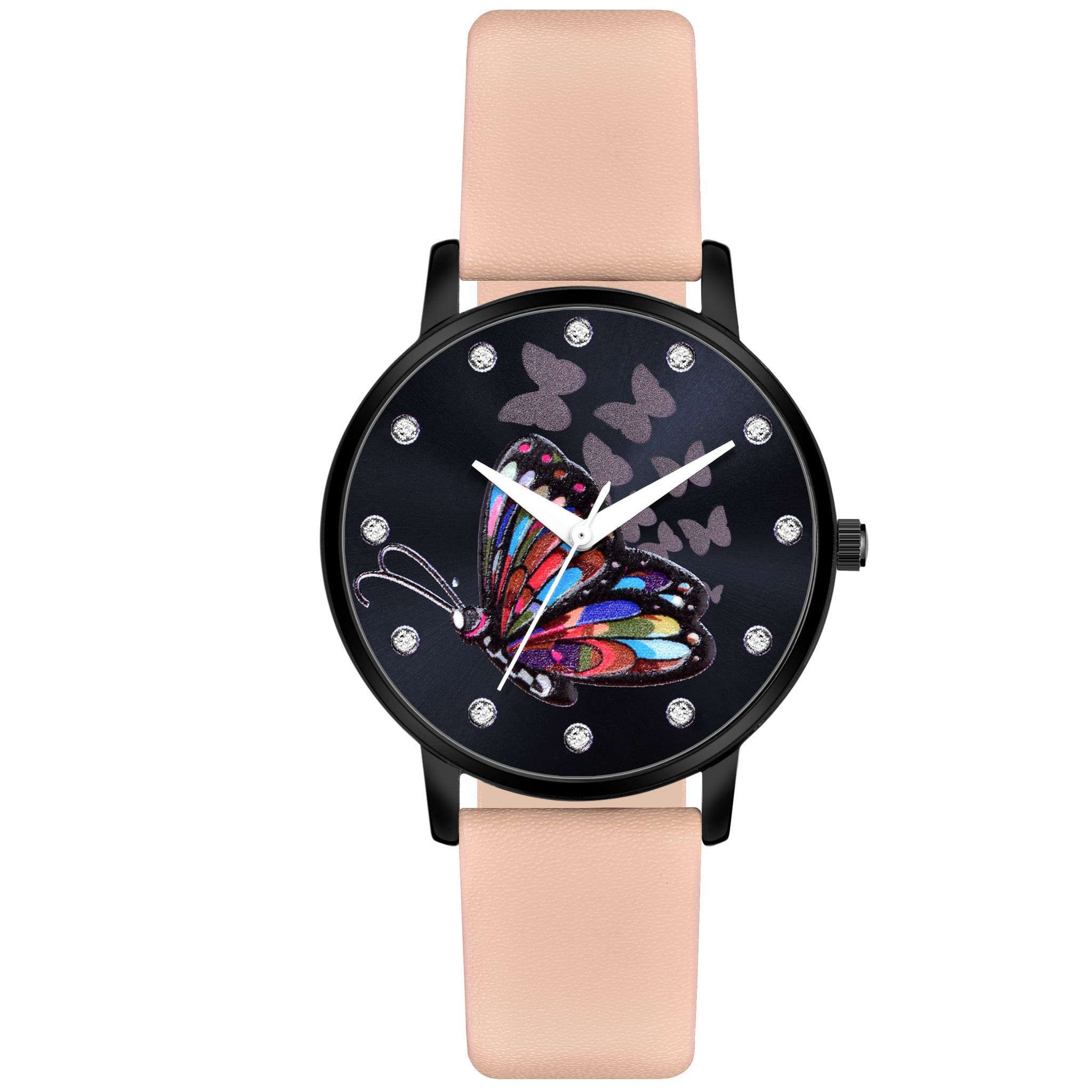 Loretta MT-377 Peach Leather Belt Slim Dial Women & Girls watch