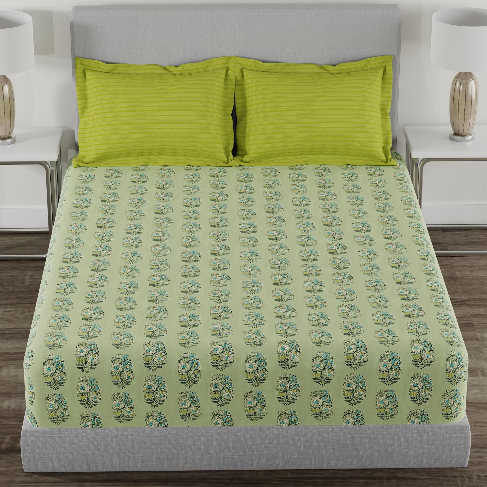 Trident Home Essential Bedsheet, 144 Thread Count, 100% Cotton, Bedsheet, Soft Finish Sheet Set