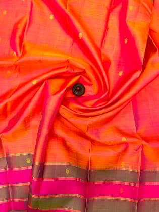 Red Color Long Border Small Butta Design Kanjivaram Pure Silk Saree
