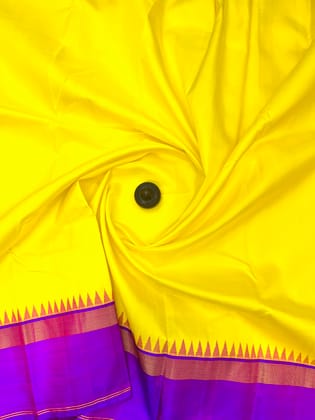 Yellow Color Kanjivaram Pure Silk Saree with Contrast Pallu & Border