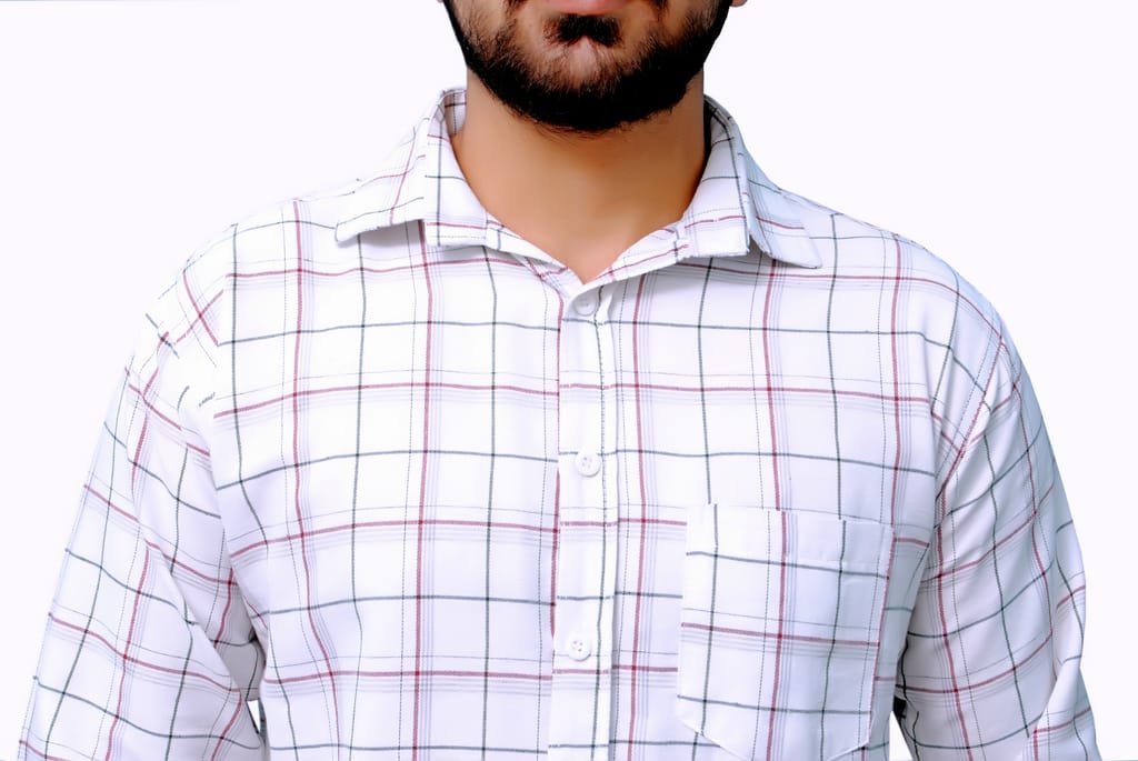 Atino White Men Checked Shirt