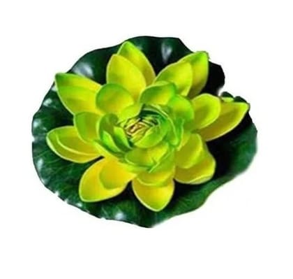 Artificial Floating Lotus Foam Flowers with Rubber Leaf for Outdoor in Green