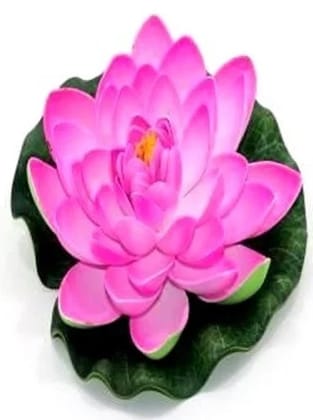 Artificial Floating Lotus Foam Flowers with Rubber Leaf for Outdoor in pink