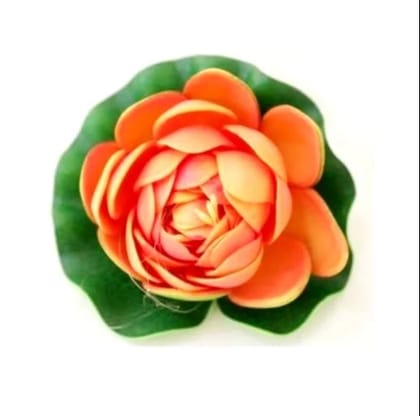 Floating Lotus Flowers with Rubber Leaf for Decoration in Orange