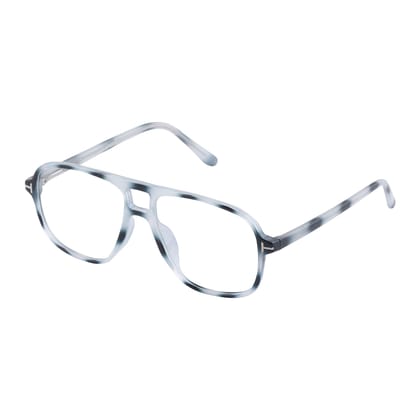 4Flaunt Full Rim Zero Power Anti Glare Square Spectacle Frame | Lightweight, Sturdy & Trending | UV Protection Specs | Men & Women | Medium (C4 - Blue-Grey)