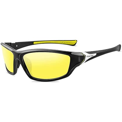 4Flaunt UV Protected & Polarized Sports Sunglasses | Lightweight, Durable & Stylish Glasses For Men & Women | Suitable For Night Driving Fishing Cycling Sports Activities (Yellow Night Driving)