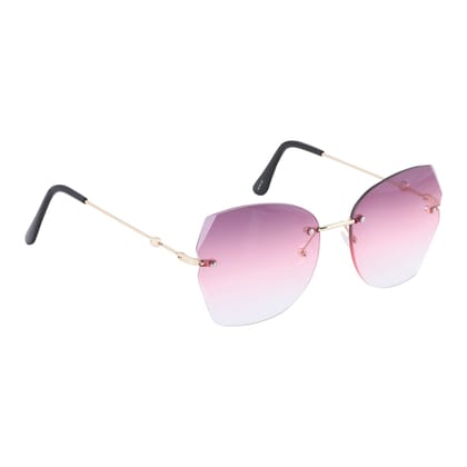 4Flaunt Rimless Stylish, Latest & Trending Vintage Oval Gradient Sunglasses For Women | 100% UV400 Protected (C3 - Violet)
