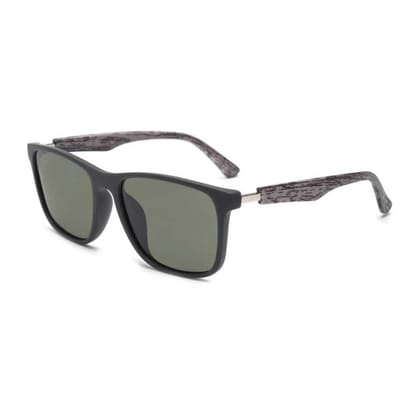 4Flaunt Full Rim Vintage Rectangular Branded Trending and Stylish Sunglasses For Men & Women | Polarized & 100% UV Protected | Medium (C3 - Grey Frame/Green Lenses)