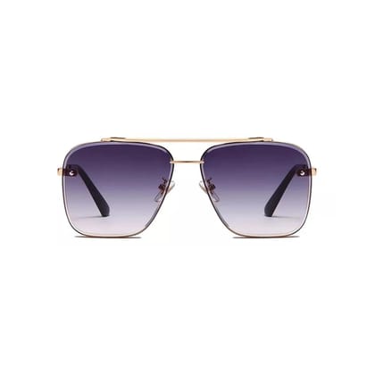 4Flaunt UV400 Protected Vintage Pilot Gradient Driving Metal Body Square Sunglasses For Men And Women (C5 - Gold Frame/Purple Lenses)