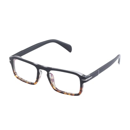 4Flaunt Full Rim Anti Glare Zero Power Rectangular Spectacle Frame | Lightweight, Sturdy & Trending | UV Protection Specs | Men & Women | Medium (Black-Leopard)